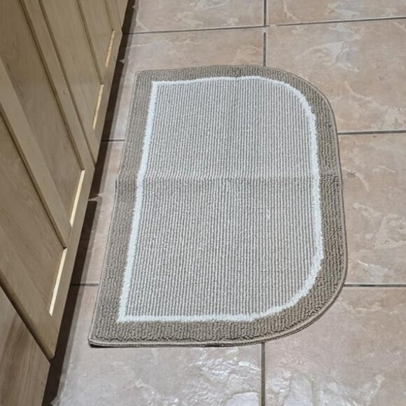 Non Slip Washable, Durable Dirt Resist Half Circle Rug Kitchen Mat 20 x 32 Beige - Picture 2 of 9